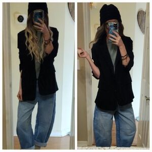 Zara Oversized Black Boyfriend Blazer Xs